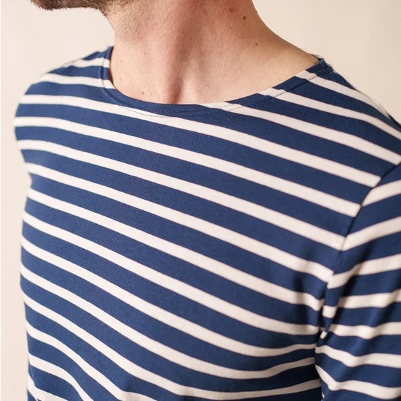 Saint James Classic Navy and White Striped Long Sleeve Tee - Picture 15 of 15